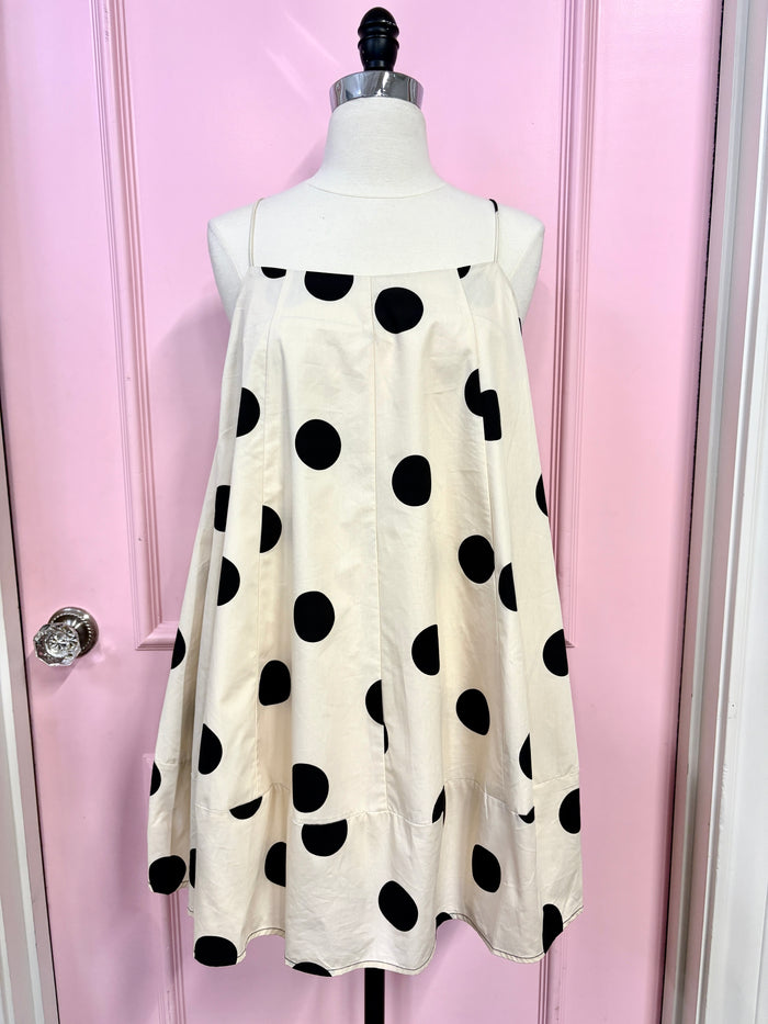 dot the I polka-dot trapeze mini dress