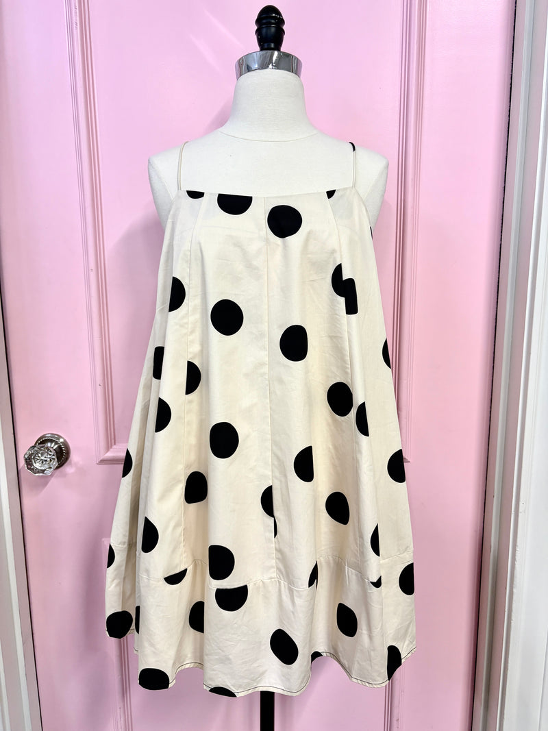 dot the I polka-dot trapeze mini dress