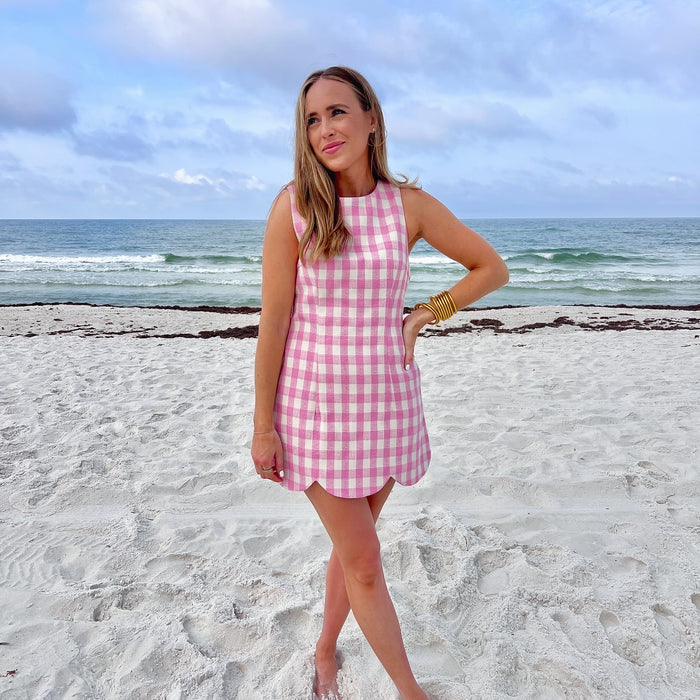easy choice plaid scallop hem mini dress | FINAL SALE
