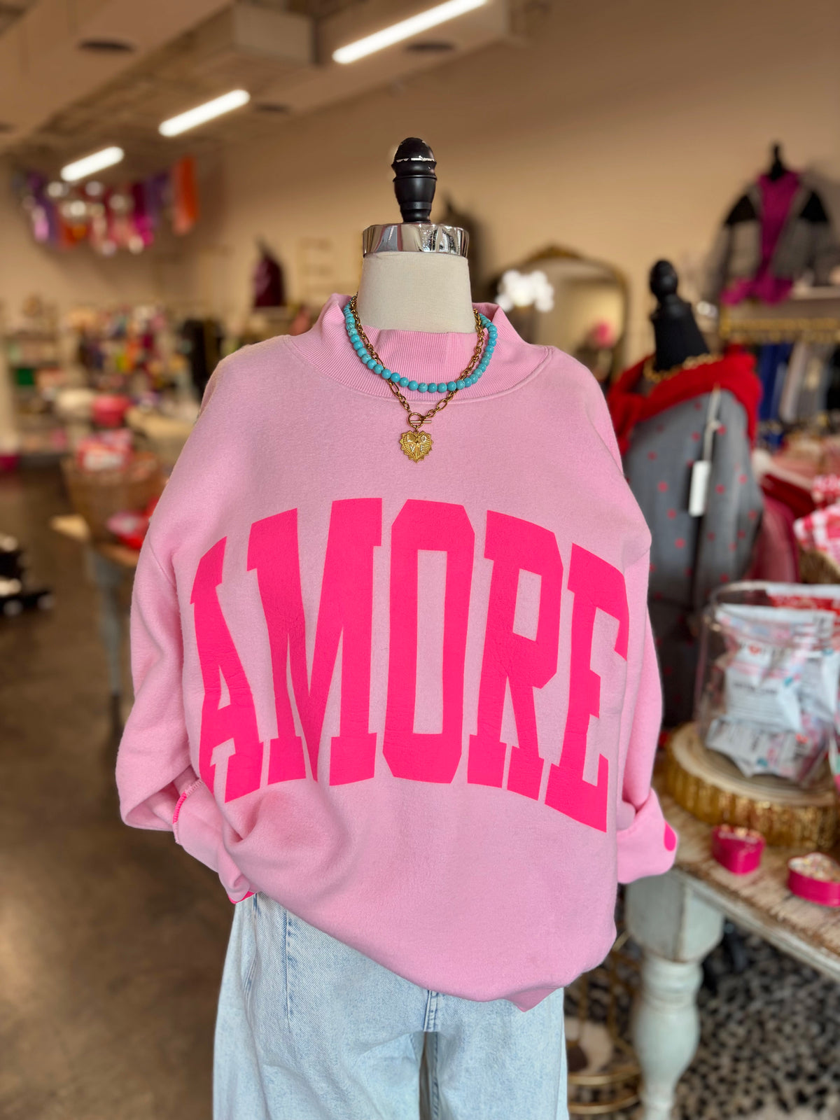 AMORE reversible 2-sided mock neck sweatshirt