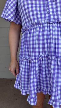lakin swing mini dress - violet check