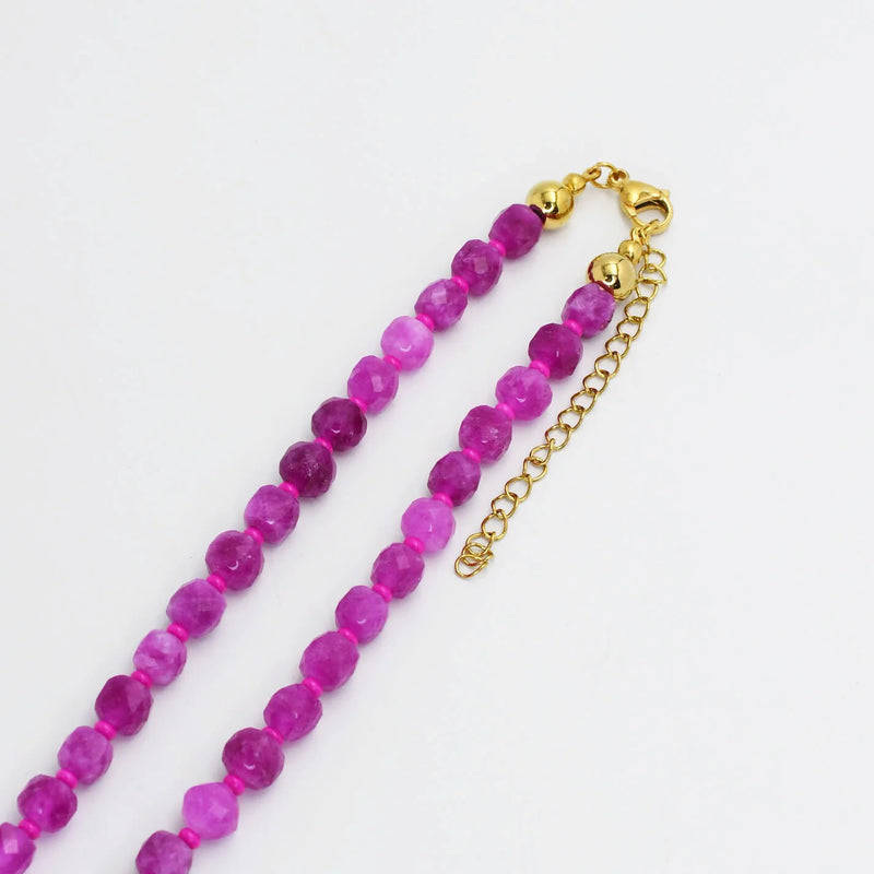 fuchsia gemstone beaded necklace | CHARM BAR