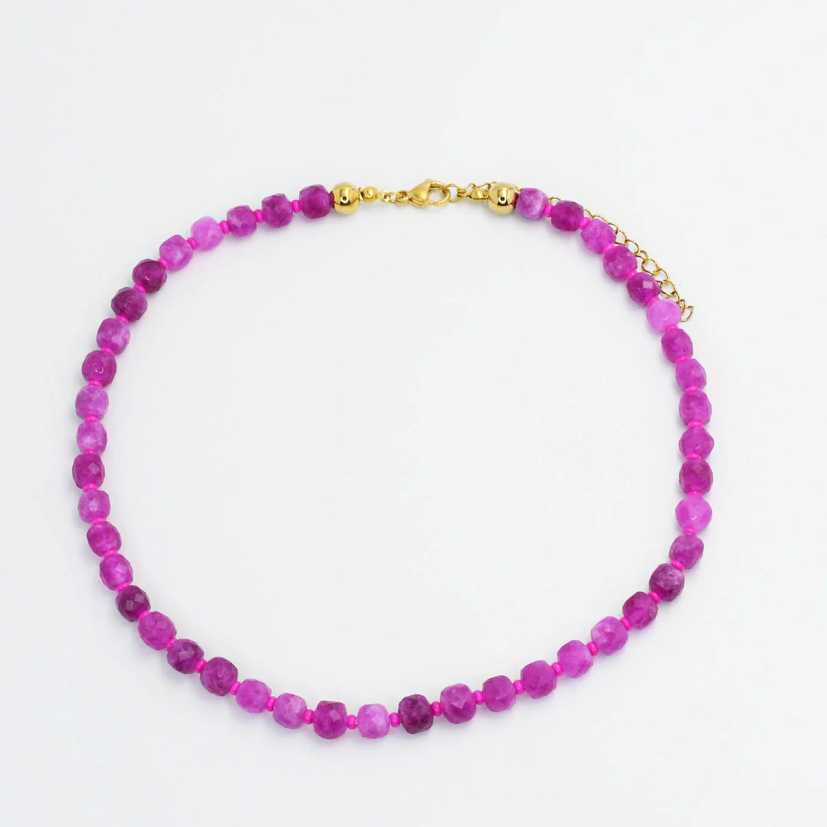 fuchsia gemstone beaded necklace | CHARM BAR