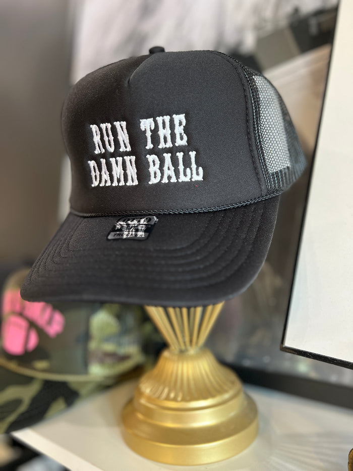 run the damn ball trucker hat | black