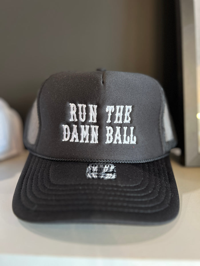 run the damn ball trucker hat | black