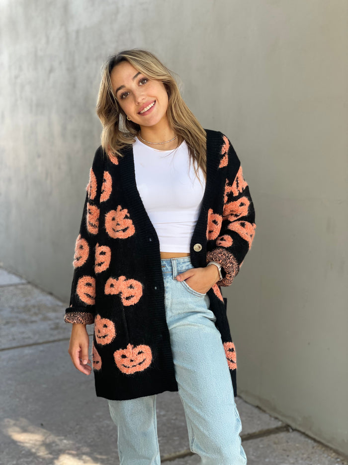 pumpkin cardigan