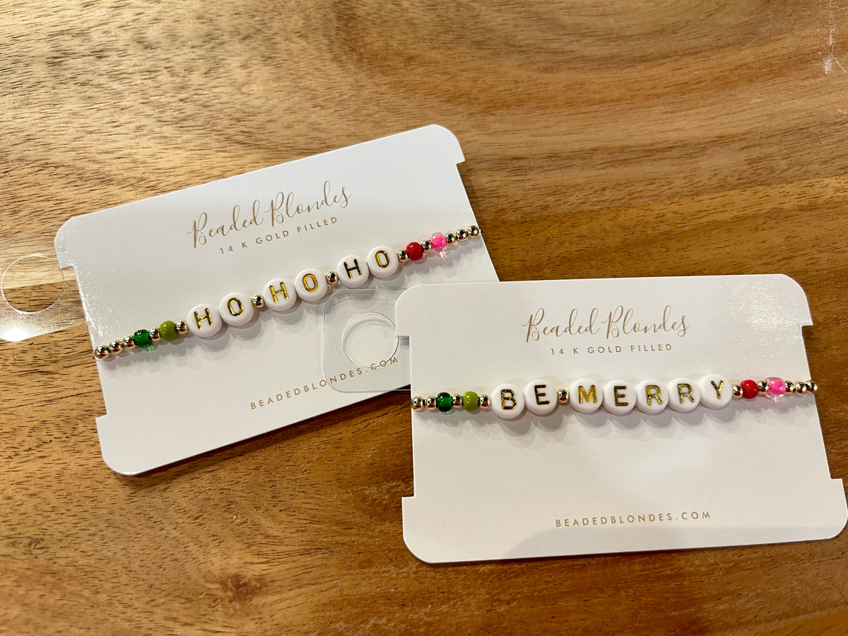 christmas bubble letter beaded bracelet | FINAL SALE