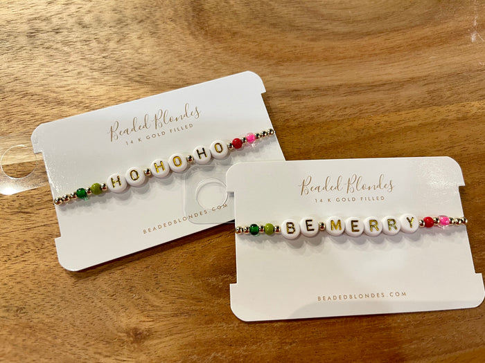christmas bubble letter beaded bracelet | FINAL SALE