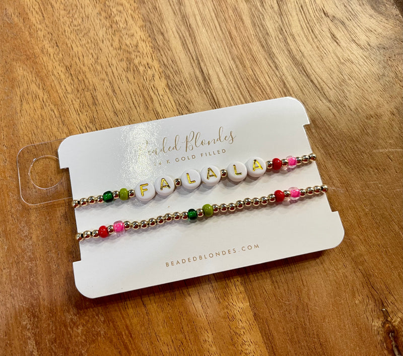 fa la la beaded christmas stack bracelet || FINAL SALE