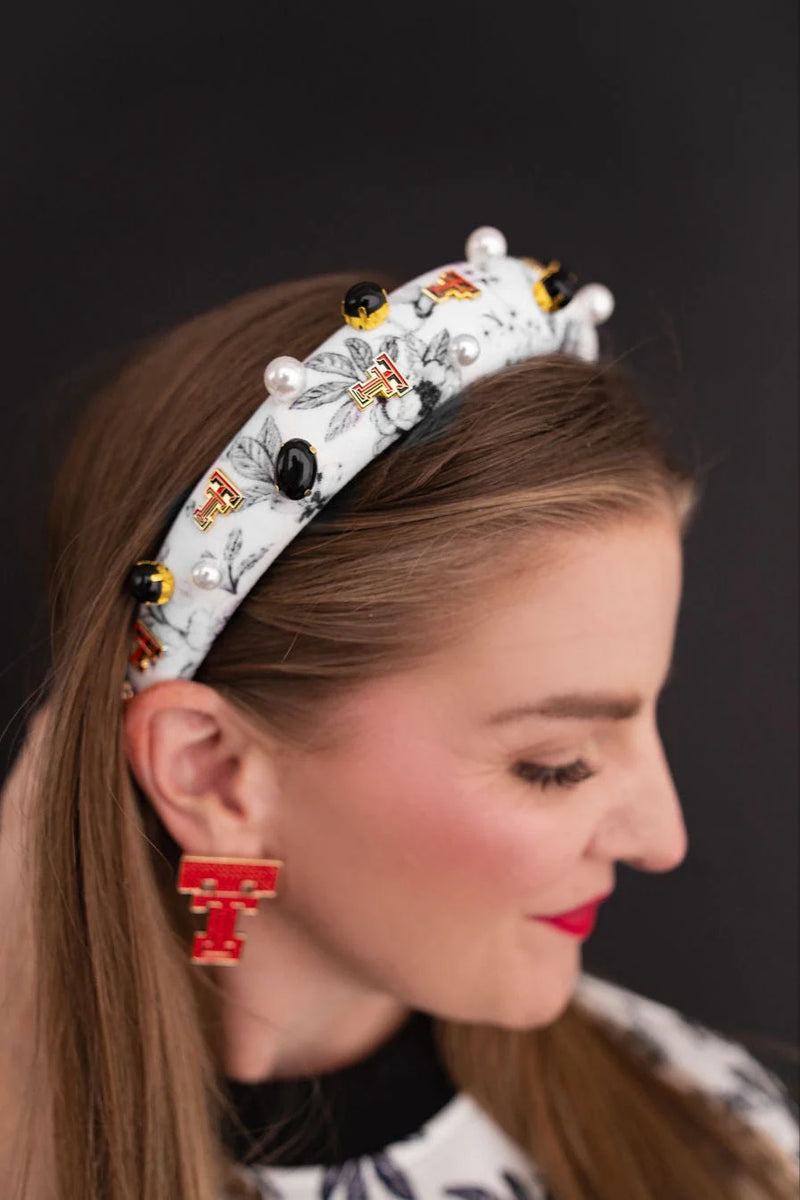 texas tech logo floral toile headband