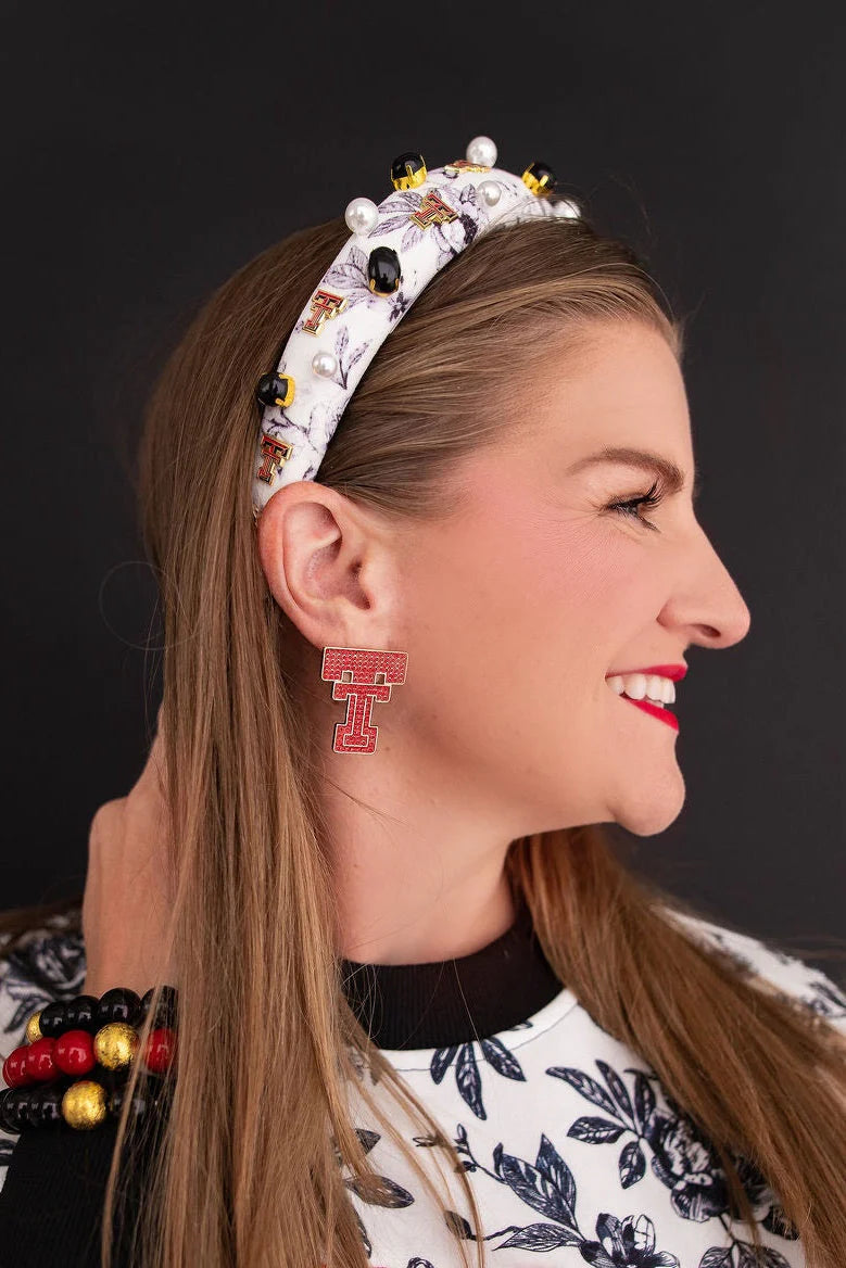 texas tech logo floral toile headband