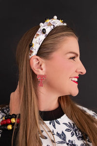 texas tech logo floral toile headband