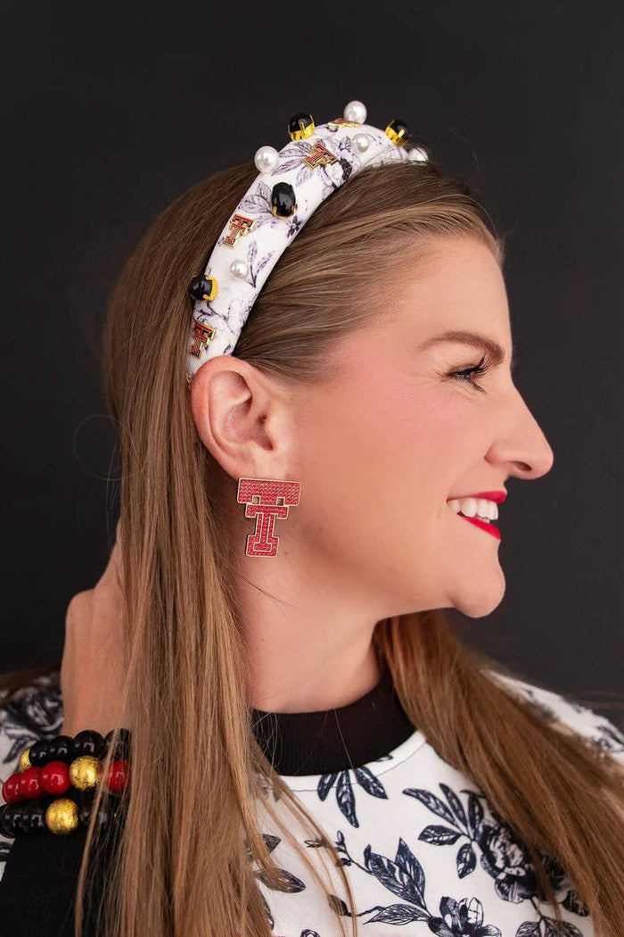 texas tech logo floral toile headband