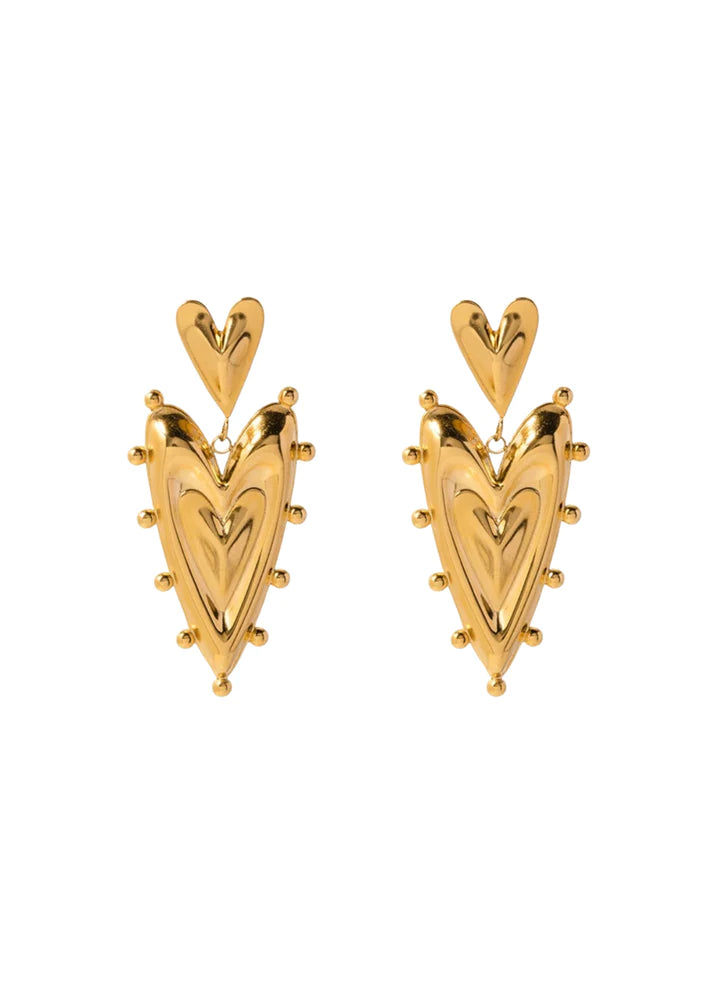 double heart studs