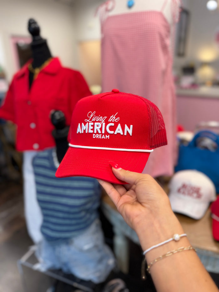 living the american dream trucker hat