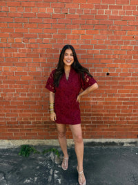 lulu short sleeve mini caftan dress | buddylove