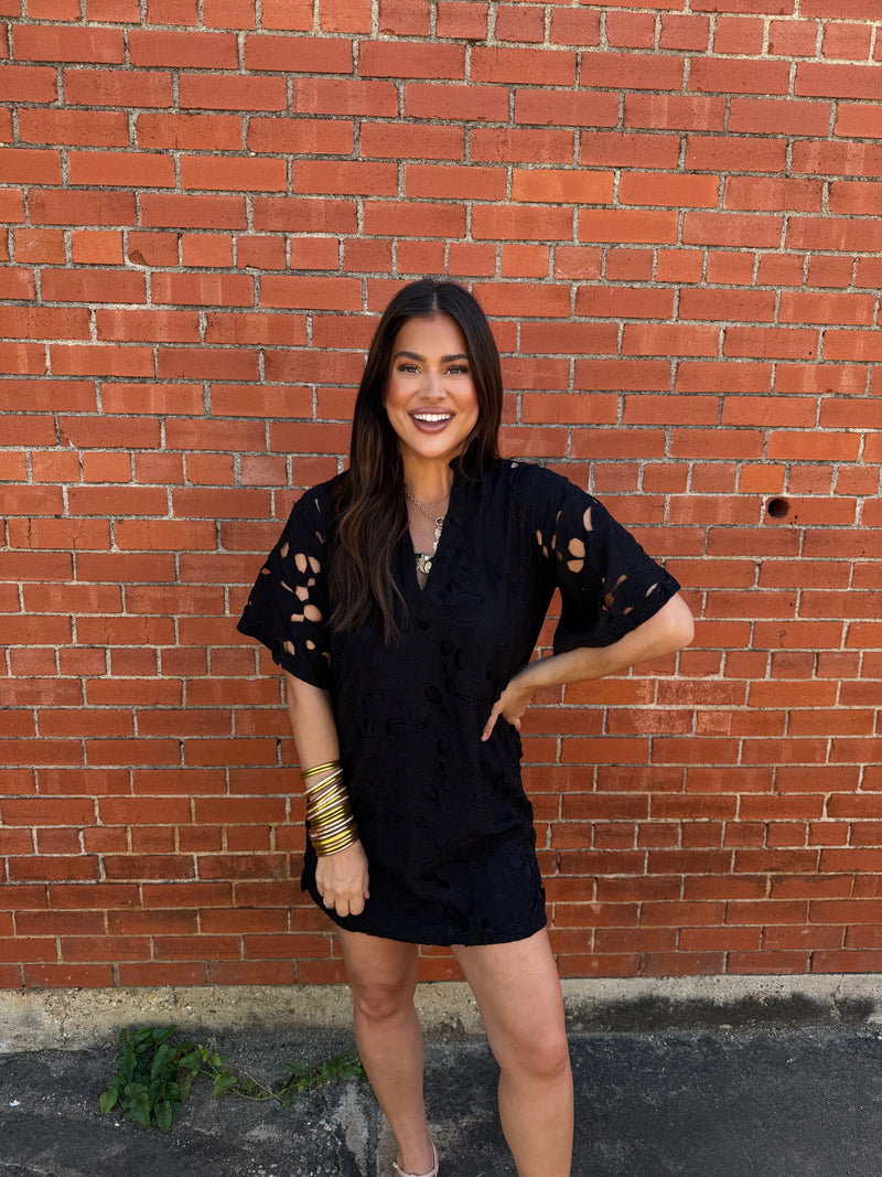 lulu short sleeve mini caftan dress | buddylove