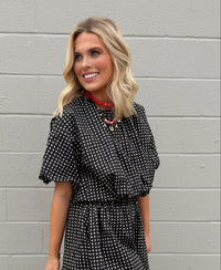 in a moment cropped polka dot top