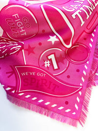 think pink fringed spirit scarf