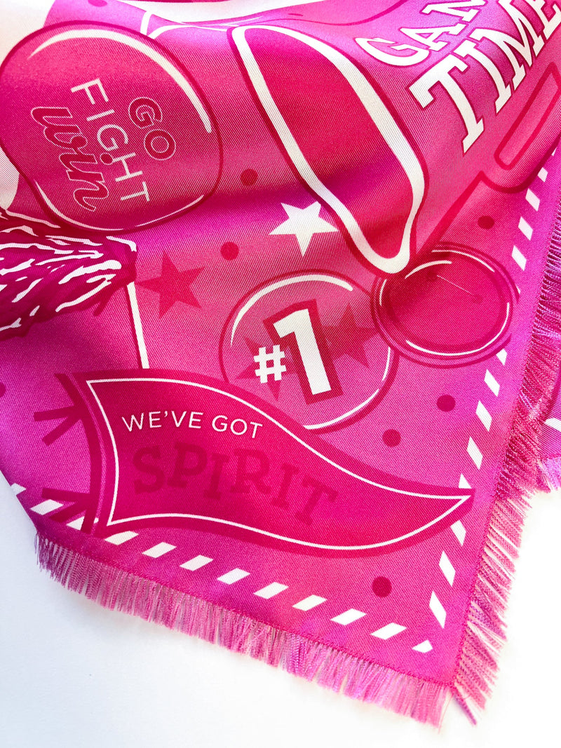 think pink fringed spirit scarf