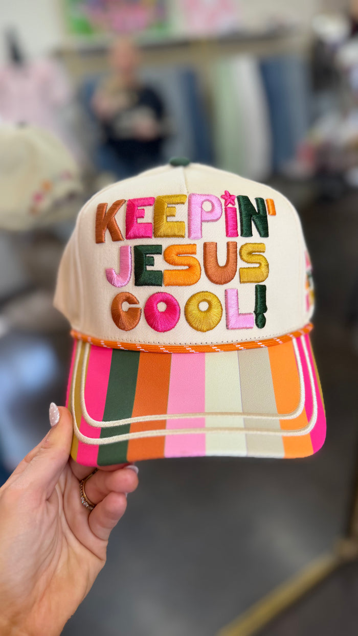 keepin' jesus cool trucker hat