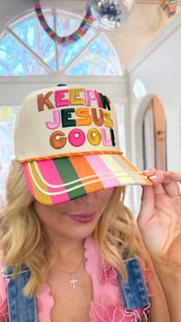 keepin' jesus cool trucker hat