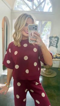 merlot mood polka dot top