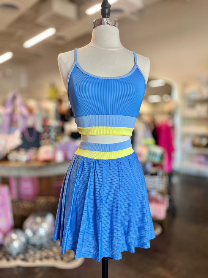 irina skort | marina blue colorblock