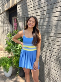 irina skort | marina blue colorblock