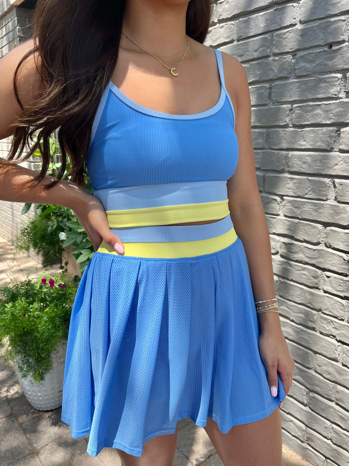 eva top | marina blues colorblock