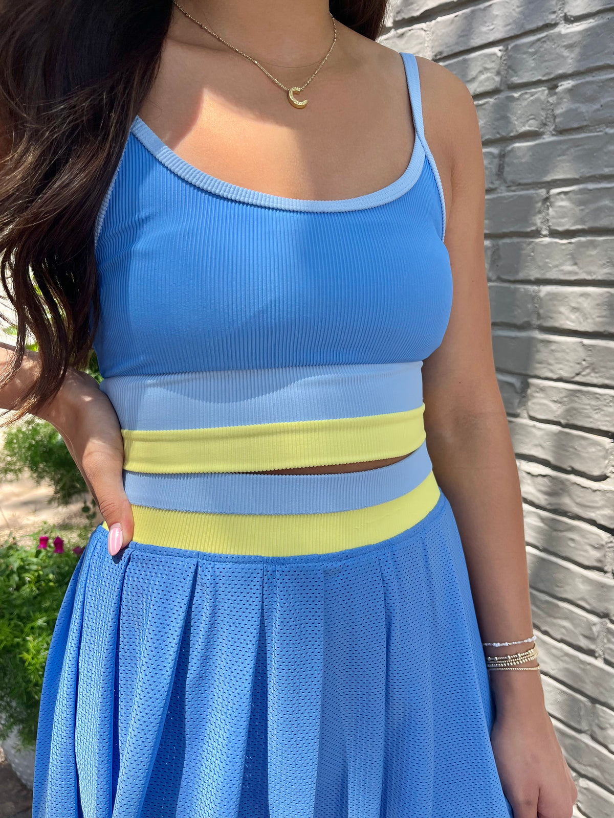 irina skort | marina blue colorblock