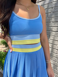 irina skort | marina blue colorblock