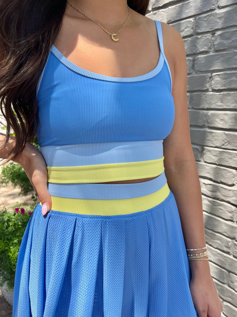 irina skort | marina blue colorblock