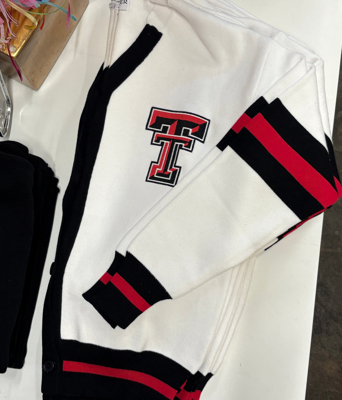 texas tech varsity stripe cardigan