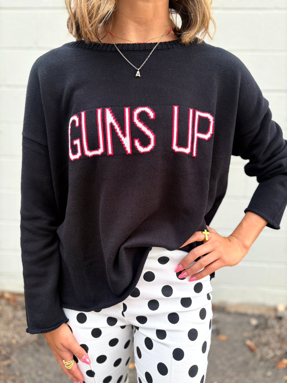 guns up knit sweater