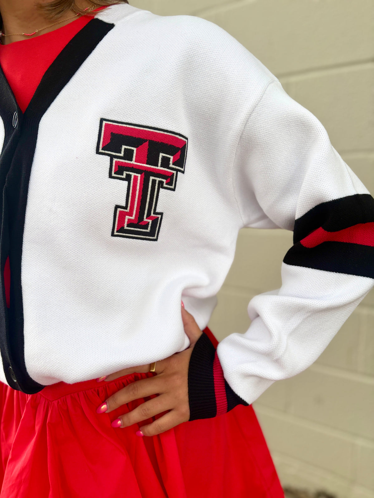 texas tech varsity stripe cardigan
