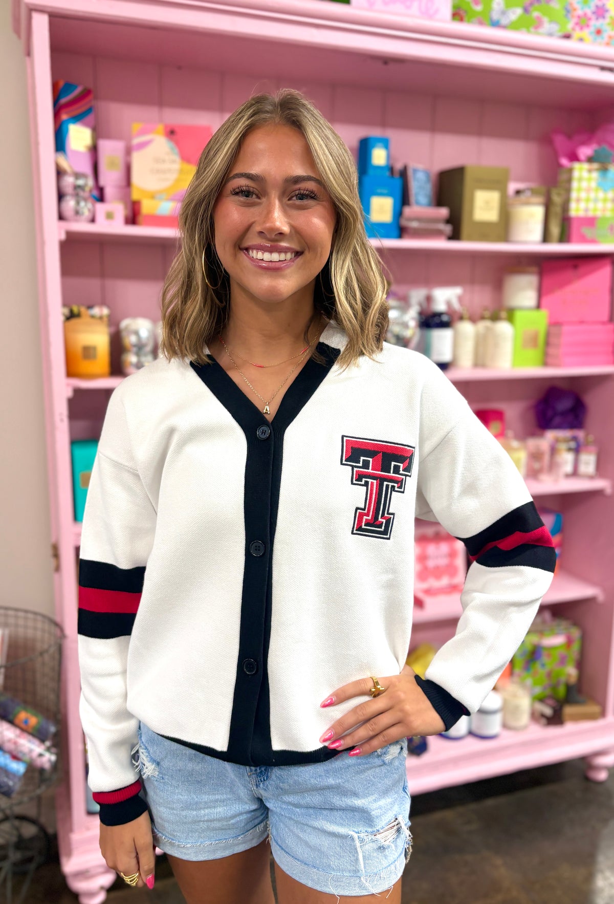 texas tech varsity stripe cardigan