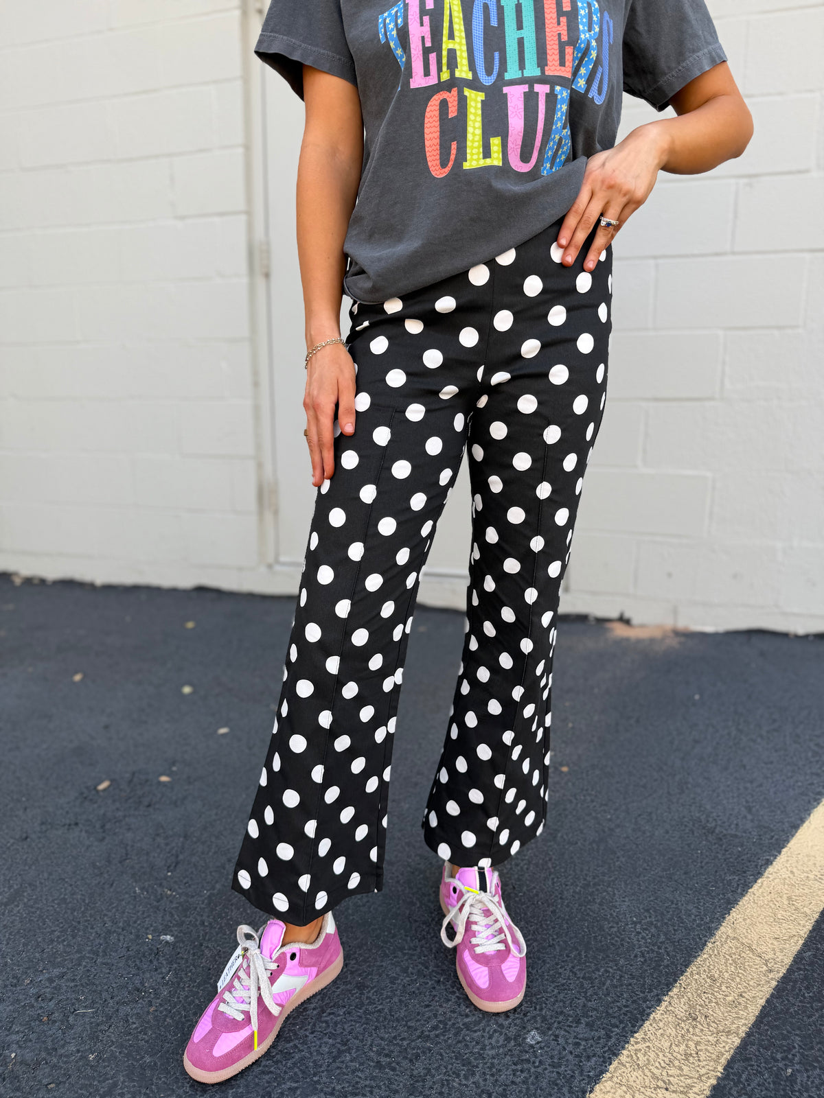 flare crop dot pants