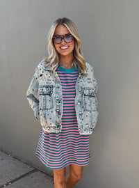 on the go striped tshirt dress