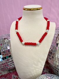 victory beaded necklace | red