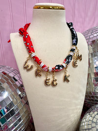 tech game day bubble letter scarf necklace