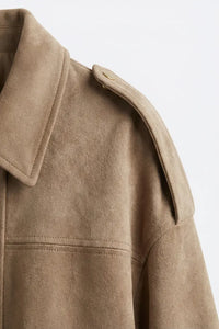 just so you know suede high-collar jacket