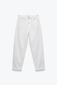 now what relaxed white denim