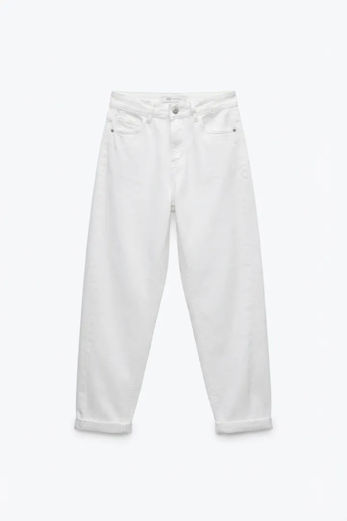 now what relaxed white denim