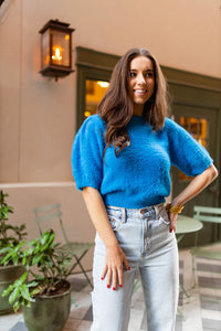 macy crop sweater | cobalt