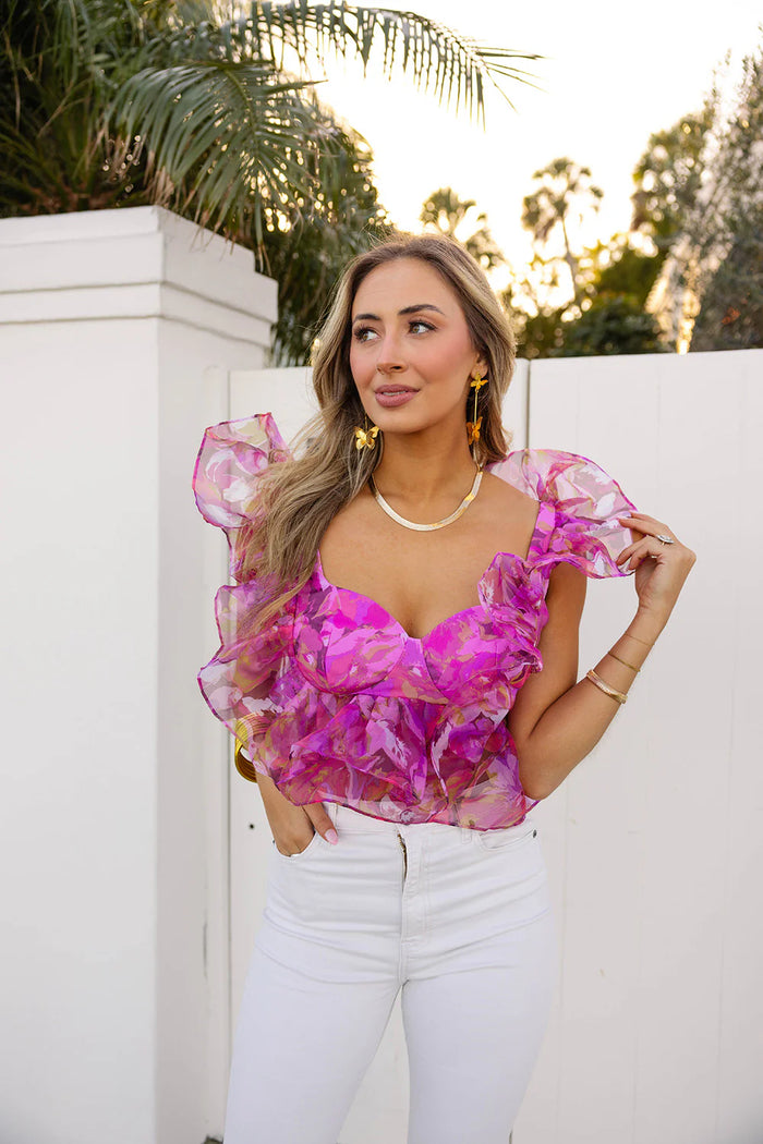 madeline ruffle sleeve bustier top