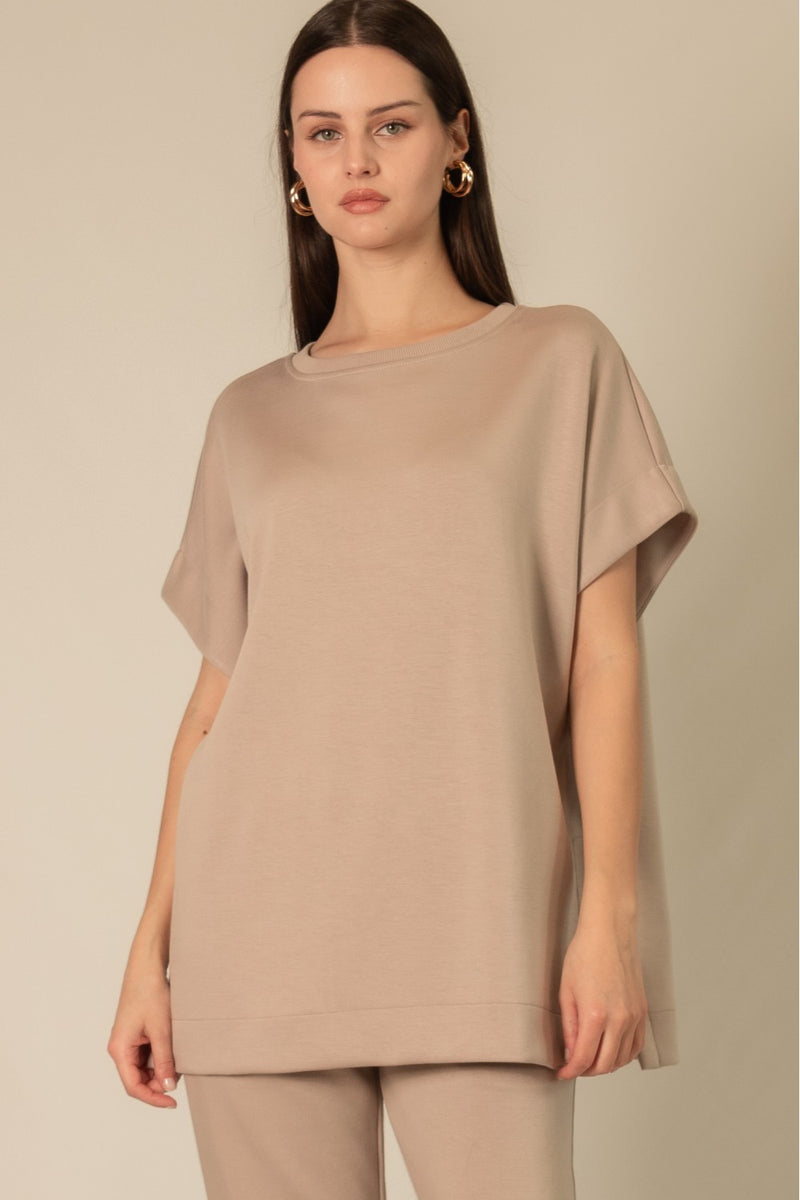 alana butter soft split hem tee