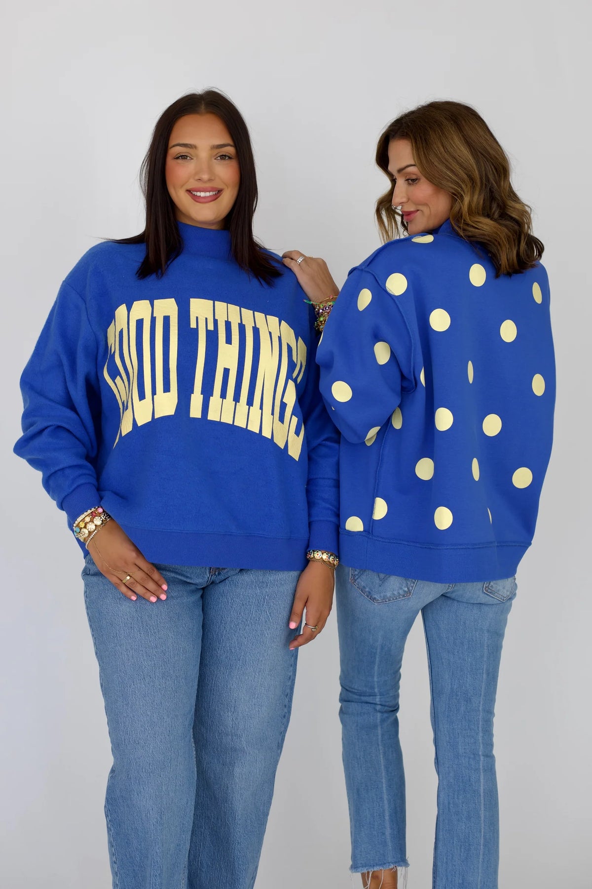 good things reversible mock neck sweatshirt