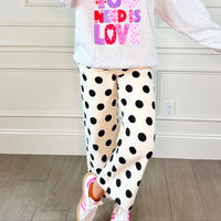 stretchy polka dot denim