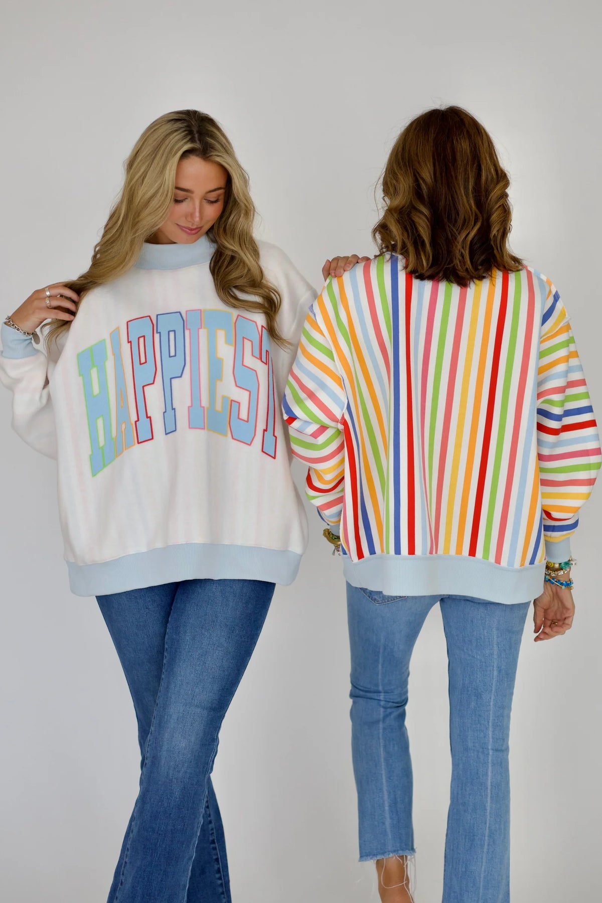 happiest reversible mock neck sweatshirt